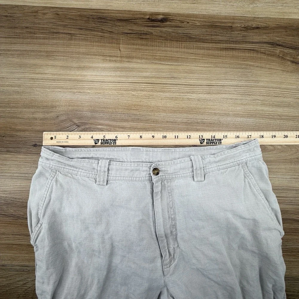 LL Bean Mens Linen Cotton Blend Pants 36x30 Cream Straight Leg 0 AVF2 Off White
